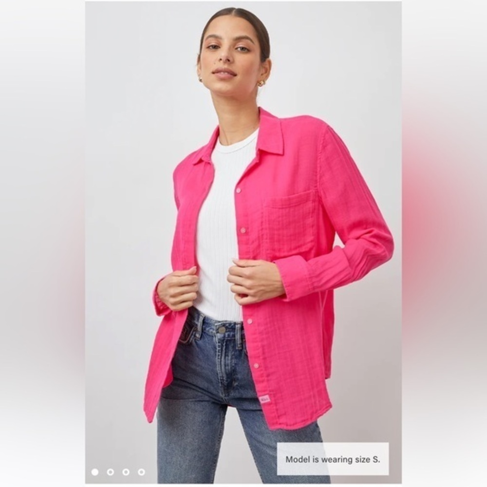 Rails Ellis Hibiscus Shirt Hot Pink